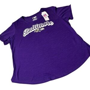 NEW NFL Baltimore Ravens Womens 2XL Purple Team Apparel‎ T Shirt Top